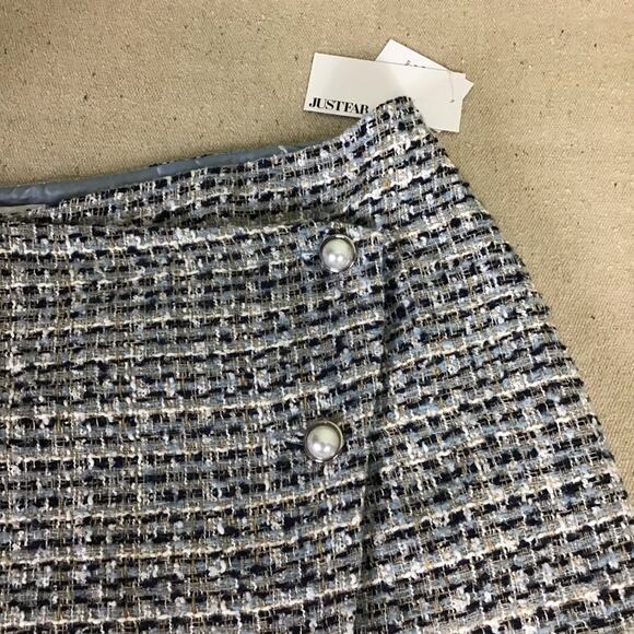 Just Fab Women’s Crossover Preppy Academia Blue Tweed Mini Skirt size XXL NWT - Picture 6 of 11